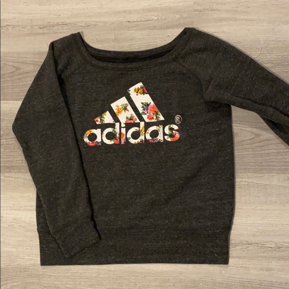 Gray ADIDAS Floral Crewneck